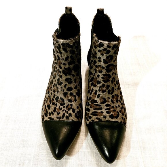 EUC VINCE CAMUTO Cow-Hair/Leather Leopard Print Davilla Booties Size 10 - Picture 2 of 7